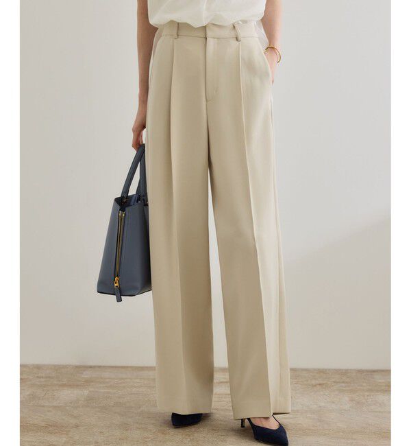 ROPE「[美人パンツ]ダブルクロスワイドパンツ/イージーケア」|チノ|