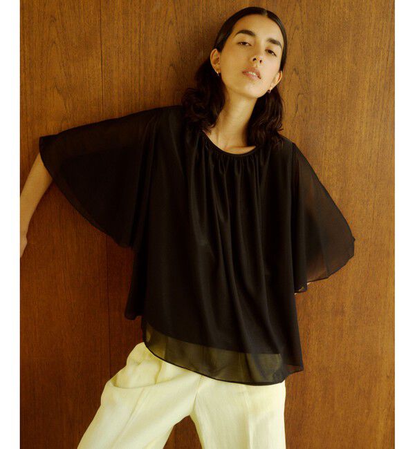 ROPE「【洗える】ブライトネスヤーンギャザーブラウス/セットアップ対応」|シャツ・ブラウス|