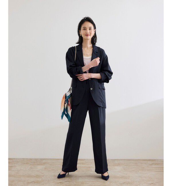 ROPE「レーヨンリネン センタープレスパンツ【セットアップジャケット・ワンピース対応】」|チノ|