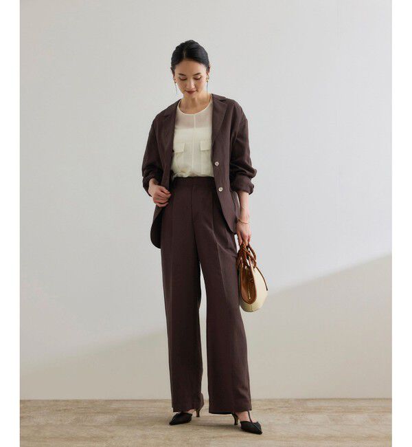 ROPE「レーヨンリネン センタープレスパンツ【セットアップジャケット・ワンピース対応】」|チノ|