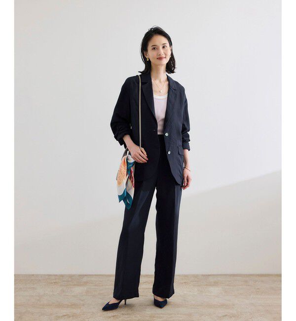 ROPE「レーヨンリネン センタープレスパンツ【セットアップジャケット・ワンピース対応】」|チノ|