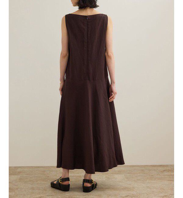 ROPE「レーヨンリネン スラッシュドネックワンピース【セットジャケット対応】」|ワンピース|