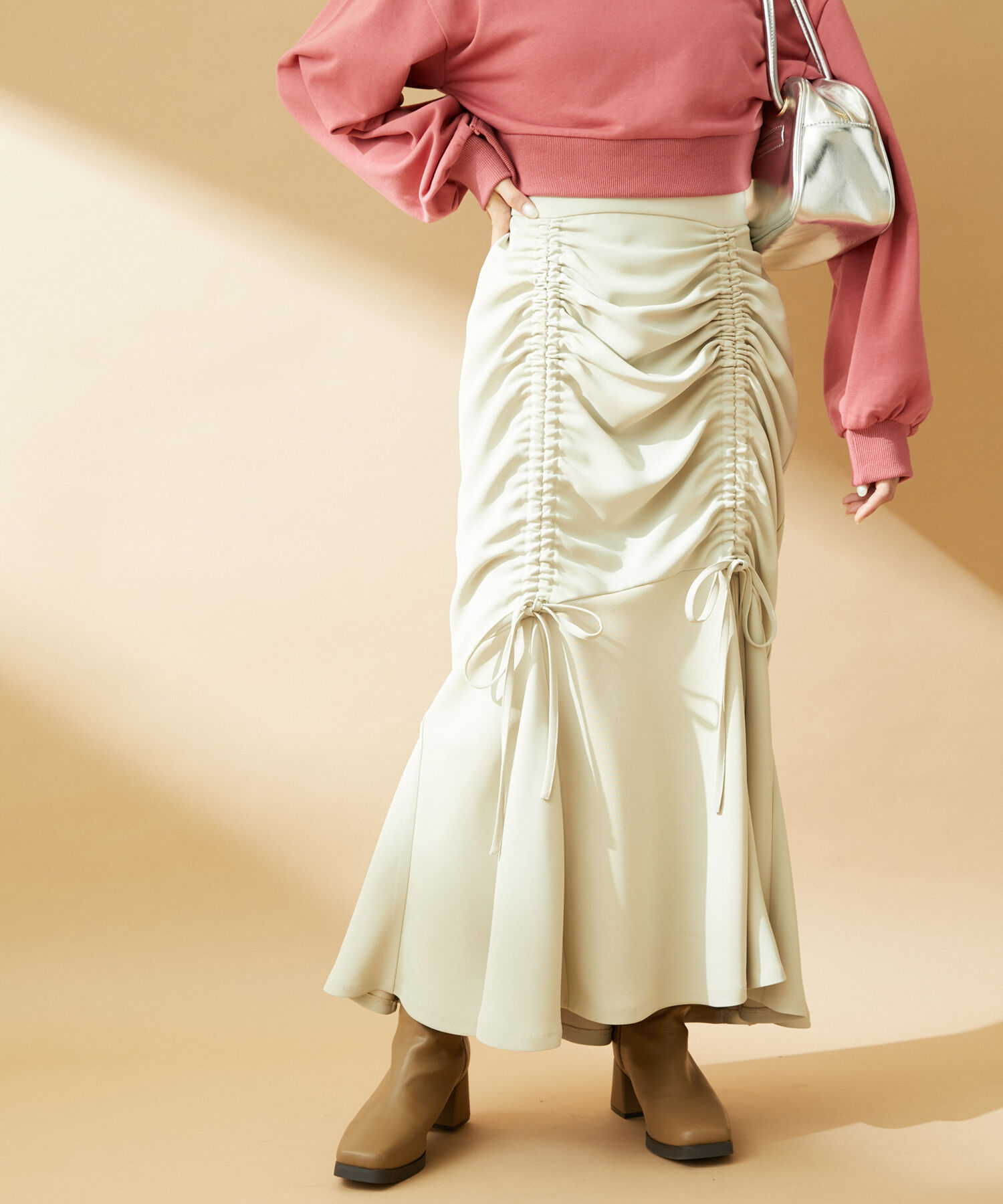 VIS「【洗える】ドロストマーメイドスカート」|スカート|ベージュ(27)