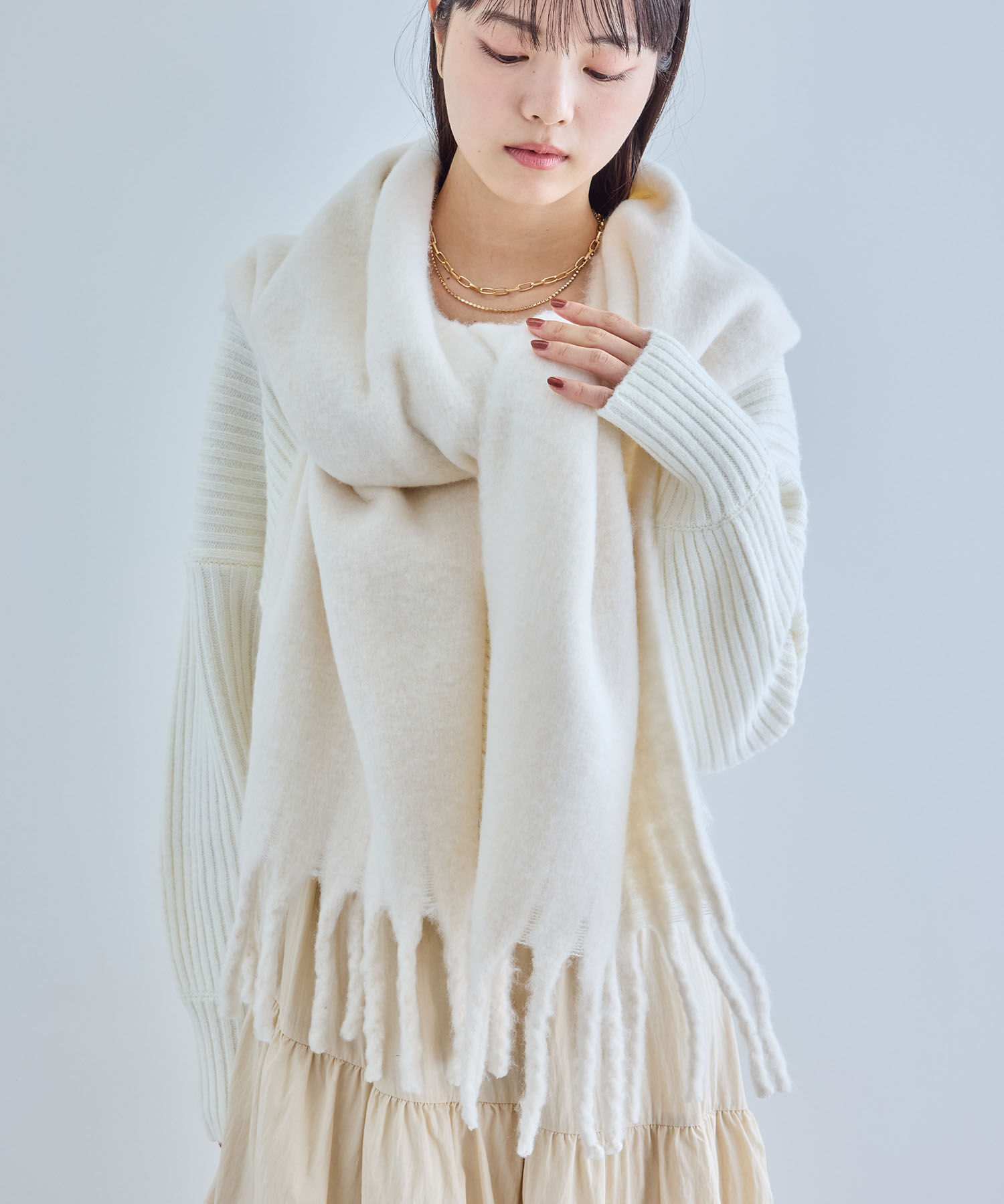 VIS「【リサイクルポリ】ふわふわ太フリンジマフラー」|マフラー|キナリ(16)