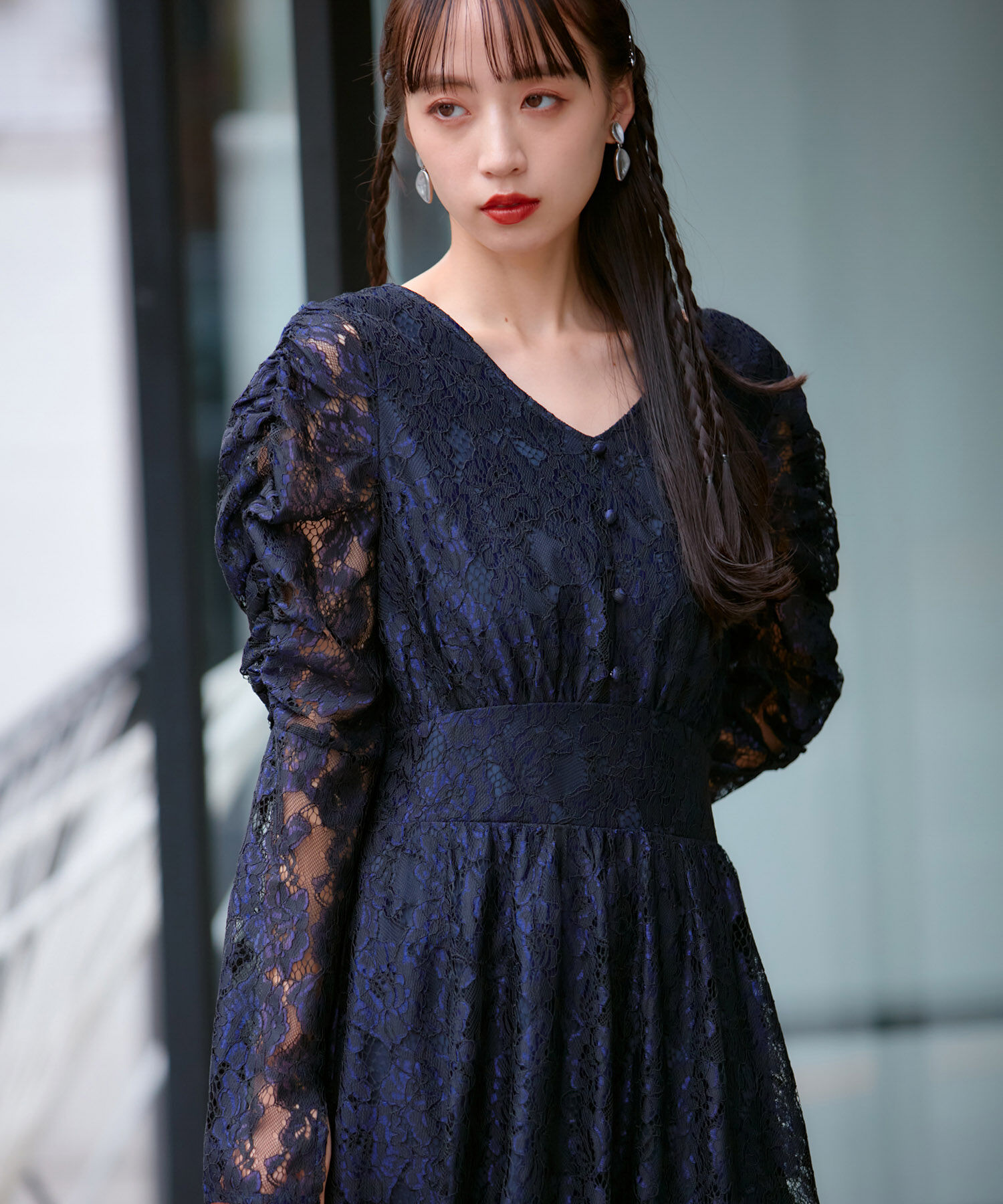 VIS「【VIS DRESS】総レースバックオープンワンピース」|ワンピース|