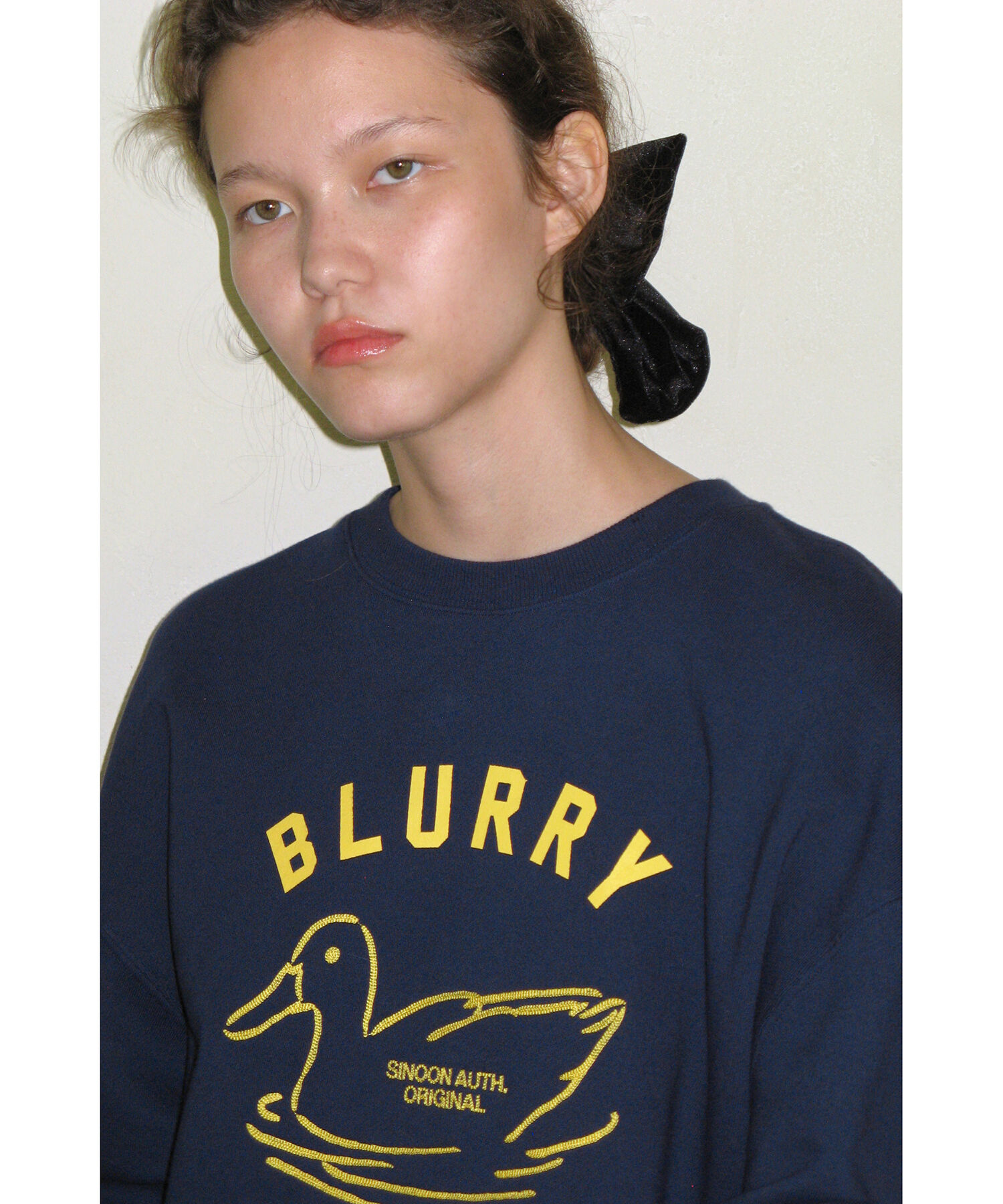VIS「【韓国人気ブランド/sinoon】プリントスウェットプルオーバー【洗える】」|スウェット・ジャージ|ネイビー(40)