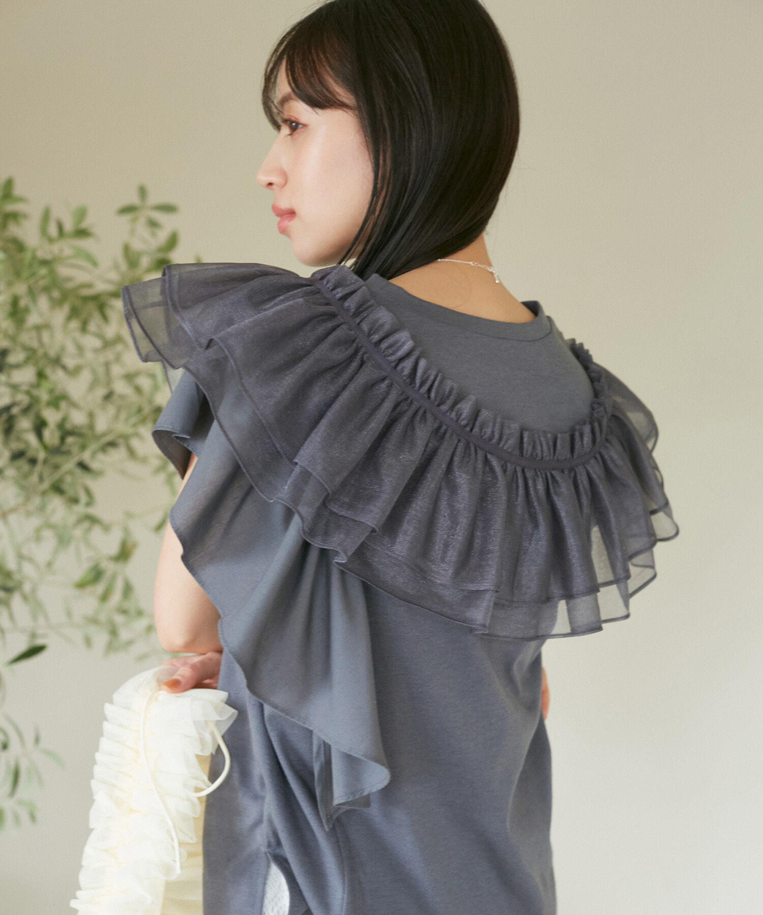 VIS「【SET】サッシュ付きフリルドッキングプルオーバー」|Tシャツ・カットソー|