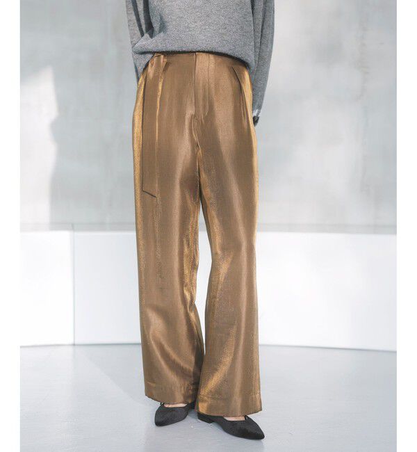 VIS「【洗える】シャイニーワンタックワイドパンツ」|チノ|ブラウン(20)