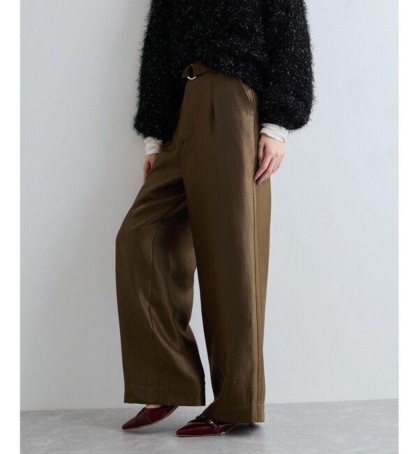 VIS「【洗える】シャイニーワンタックワイドパンツ」|チノ|