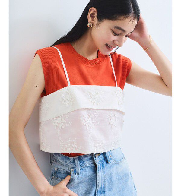 VIS「立体フラワービスチェ」|キャミソール|ホワイト(10)