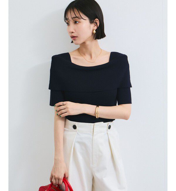 VIS「【アンチピリング/UVケア/洗える】オフショルハーフスリーブニット」|ニット・セーター|