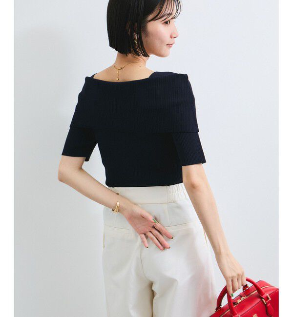 VIS「【アンチピリング/UVケア/洗える】オフショルハーフスリーブニット」|ニット・セーター|