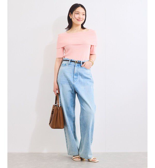 VIS「【アンチピリング/UVケア/洗える】オフショルハーフスリーブニット」|ニット・セーター|