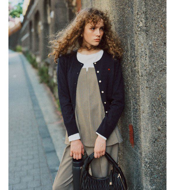 VIS「【POLO BCS】VIS別注ミニケーブルノーカラーニットカーディガン」|カーディガン|