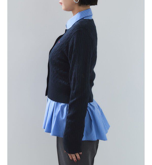 VIS「【POLO BCS】VIS別注ミニケーブルノーカラーニットカーディガン」|カーディガン|