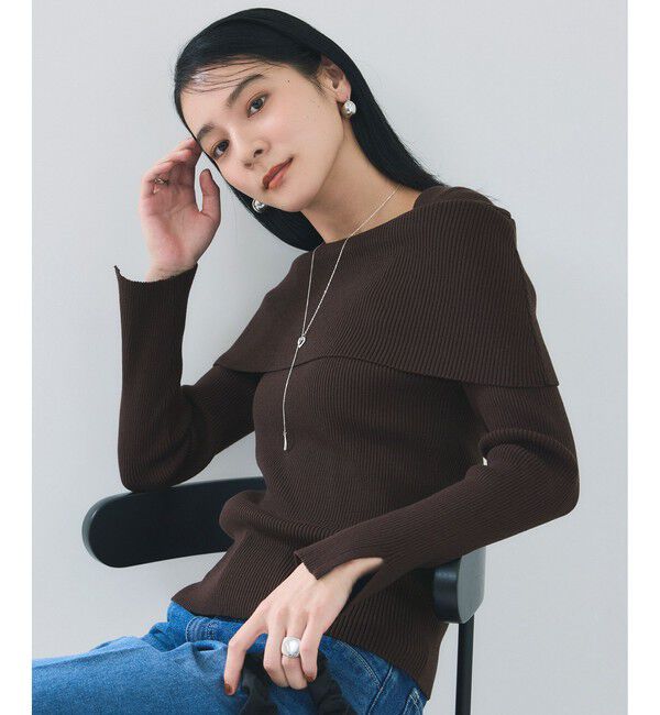 VIS「オフショルダーモチモチリブニット」|ニット・セーター|ブラウン(20)