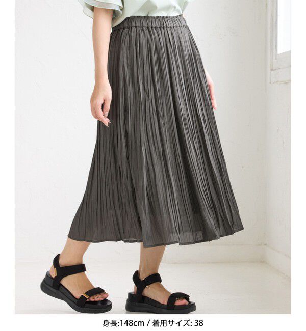 Rope&rsquo;Picnic「【新色追加】着丈が選べるエアリープリーツスカート」|スカート|グレー(07)