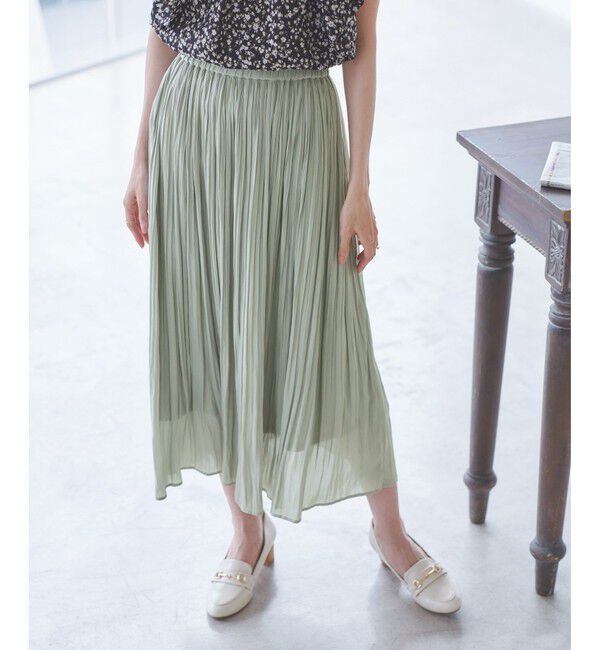 Rope&rsquo;Picnic「【新色追加】着丈が選べるエアリープリーツスカート」|スカート|ライトグリン(33)