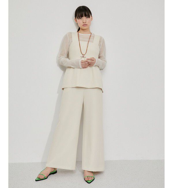 ADAM ET ROPE'「【逸品】・【サステナブル】ペプラムロンパース」|オールインワン|