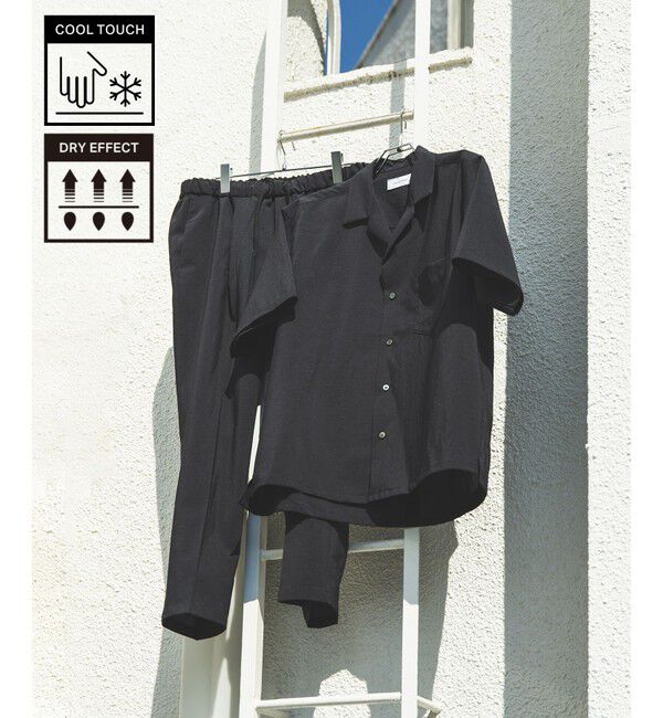 ADAM ET ROPE'「接触冷感【RIRANCHA】セットアップ / オープンカラーシャツ & スラックス」|スーツ|ブラック系(02)