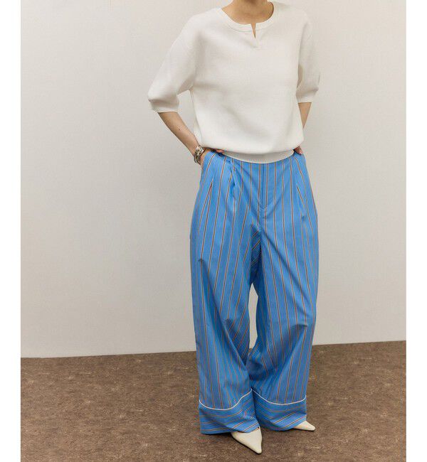 ADAM ET ROPE'「ストライプシャツスラックス」|スラックス|サックス(48)