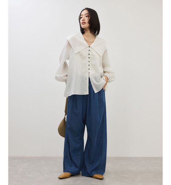 ADAM ET ROPE'「ワイドカラーブラウス」|シャツ・ブラウス|