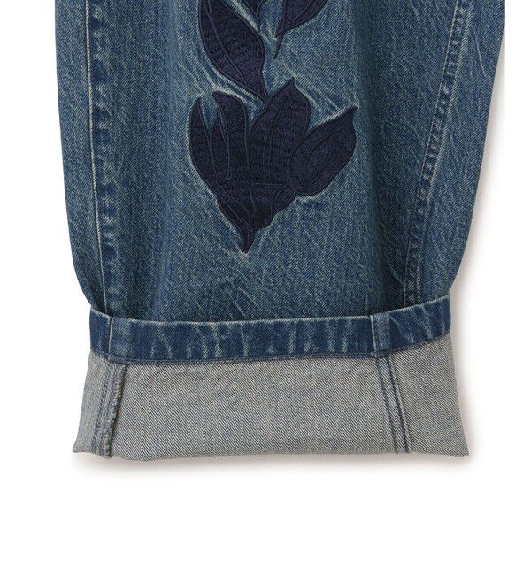 ADAM ET ROPE'「【サステナブル】エンブロイダリーハイウエストデニムパンツ」|デニム|