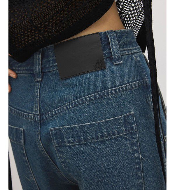 ADAM ET ROPE'「【サステナブル】エンブロイダリーハイウエストデニムパンツ」|デニム|