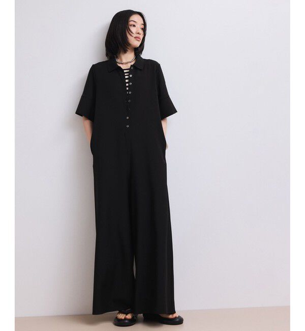 ADAM ET ROPE'「【WEB限定】・【定番】ポロシャツオールインワン」|オールインワン|ブラック(01)