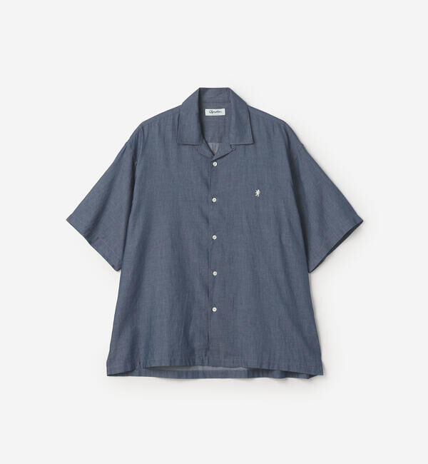 GYMPHLEX「Gymphlex | シアーインディゴ 半袖オープンカラーシャツ MEN」|シャツ・ブラウス|