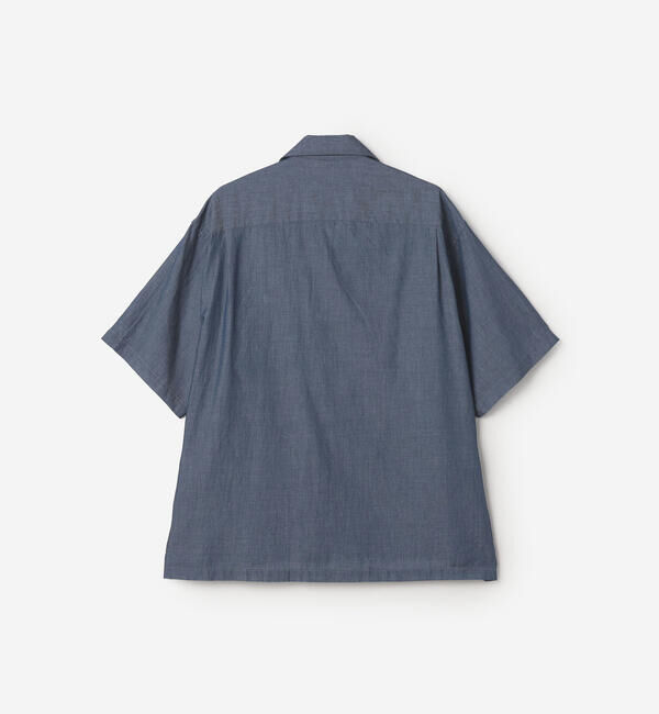 GYMPHLEX「Gymphlex | シアーインディゴ 半袖オープンカラーシャツ MEN」|シャツ・ブラウス|