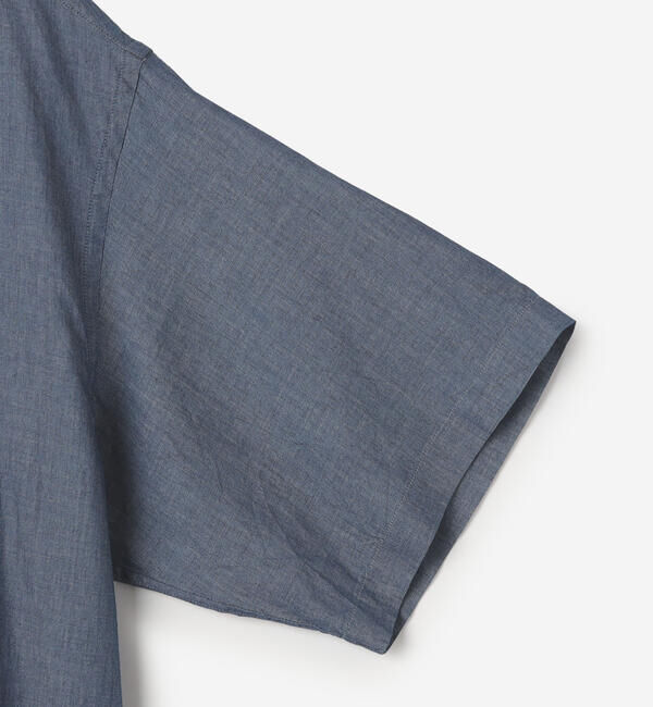 GYMPHLEX「Gymphlex | シアーインディゴ 半袖オープンカラーシャツ MEN」|シャツ・ブラウス|