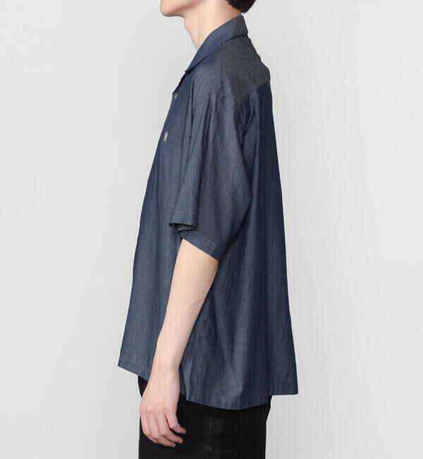GYMPHLEX「Gymphlex | シアーインディゴ 半袖オープンカラーシャツ MEN」|シャツ・ブラウス|