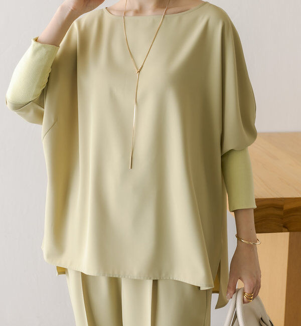  「《高機能/オールシーズン着られる》ジャージ袖リブブラウス」|シャツ・ブラウス|