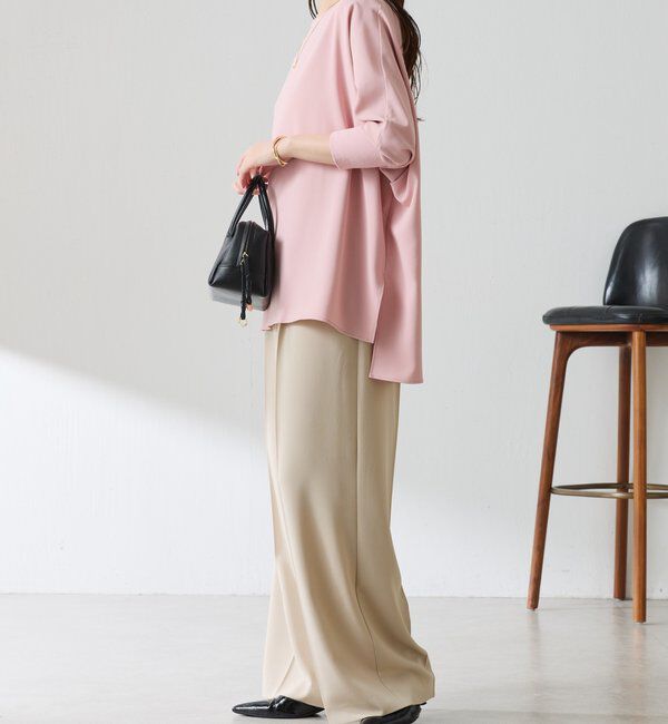  「《高機能/オールシーズン着られる》ジャージ袖リブブラウス」|シャツ・ブラウス|