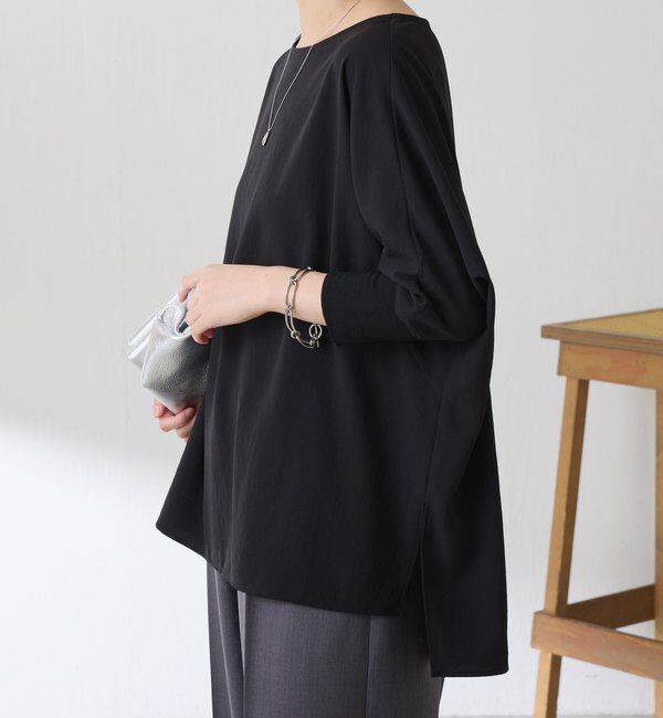  「《高機能/オールシーズン着られる》ジャージ袖リブブラウス」|シャツ・ブラウス|