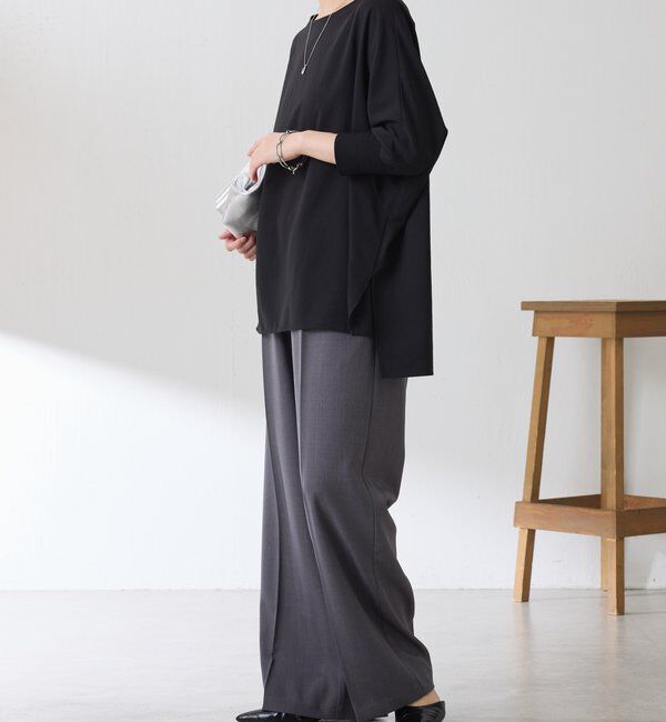  「《高機能/オールシーズン着られる》ジャージ袖リブブラウス」|シャツ・ブラウス|