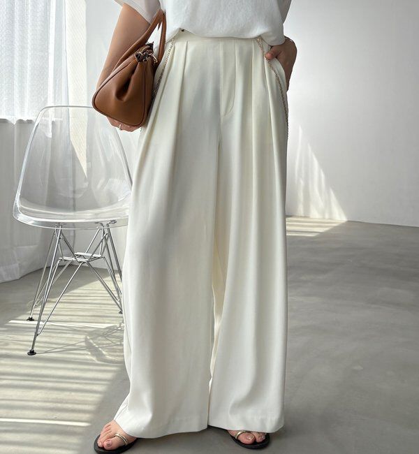  「【累計販売数3万枚突破/21色4サイズ展開！】タックワイドパンツ」|チノ|