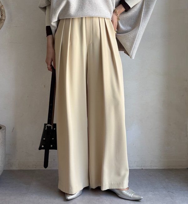  「【累計販売数3万枚突破/21色4サイズ展開！】タックワイドパンツ」|チノ|