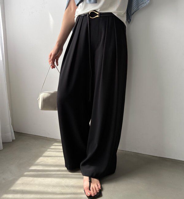  「【累計販売数3万枚突破/21色4サイズ展開！】タックワイドパンツ」|チノ|