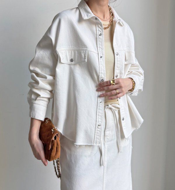  「【セットアップ可能】デニムショートシャツ」|シャツ・ブラウス|