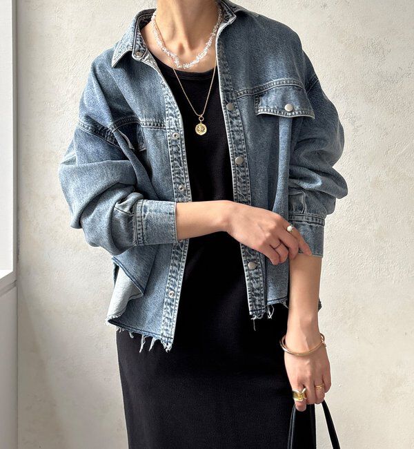  「【セットアップ可能】デニムショートシャツ」|シャツ・ブラウス|ブルー