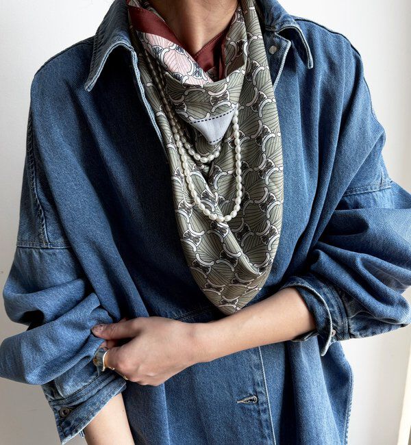  「【WEB限定】リバーシブル幾何柄スカーフ」|マフラー|