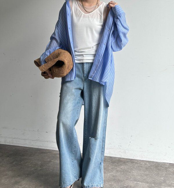  「シアー切替タンク」|Tシャツ・カットソー|