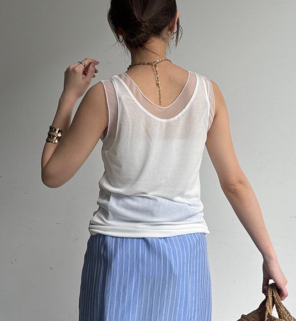  「シアー切替タンク」|Tシャツ・カットソー|