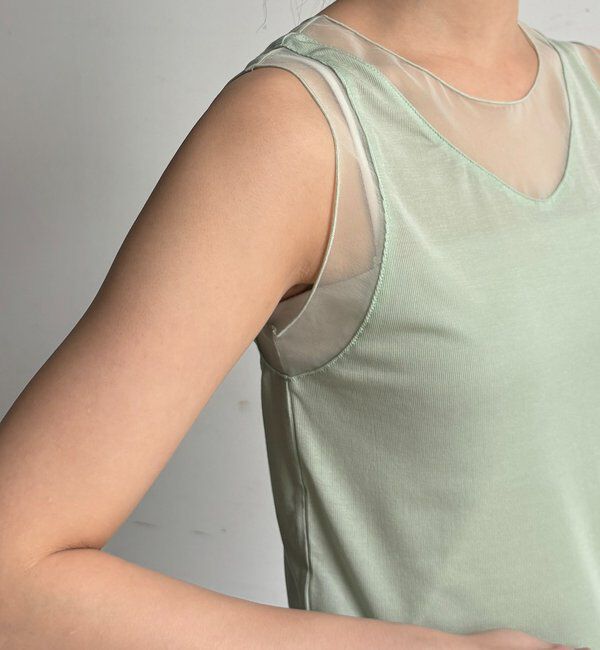  「シアー切替タンク」|Tシャツ・カットソー|