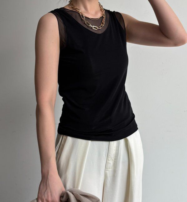  「シアー切替タンク」|Tシャツ・カットソー|