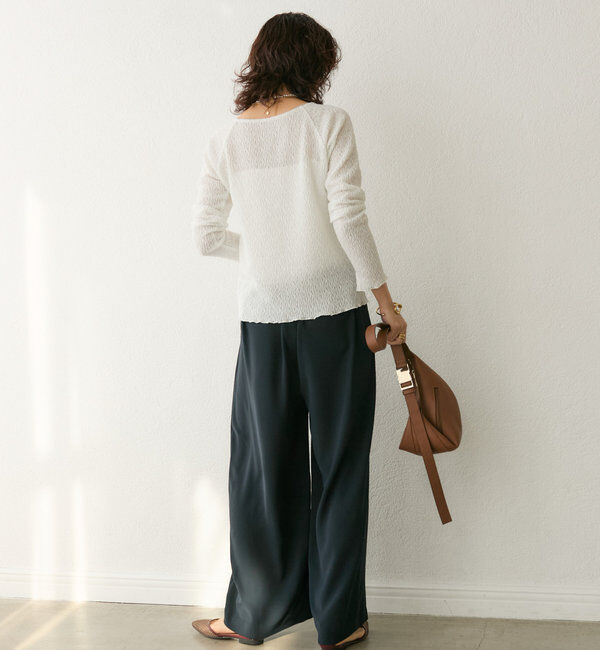  「【ウォッシャブル】【シーズンレスで使える】タックワイドスラックス」|チノ|