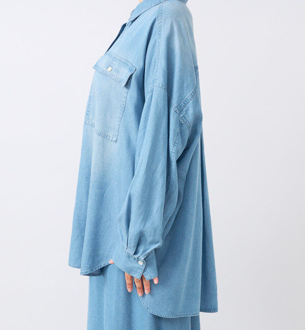  「【セットアップ可/真夏も快適！】ドレーピーデニムシャツ」|シャツ・ブラウス|