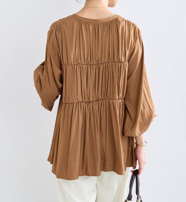  「【2WAY仕様】ギャザーストリングツイルブラウス」|シャツ・ブラウス|